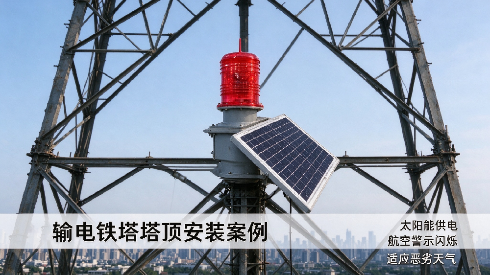 太阳能航空障碍灯铁塔安装案例.png